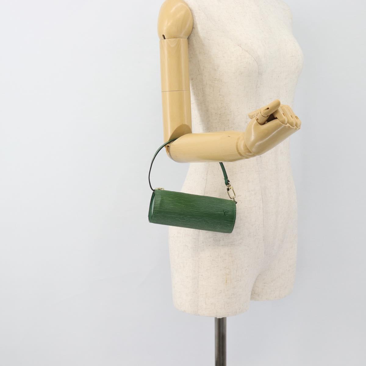 LOUIS VUITTON Epi Soufflot Pouch Green LV Auth 184125