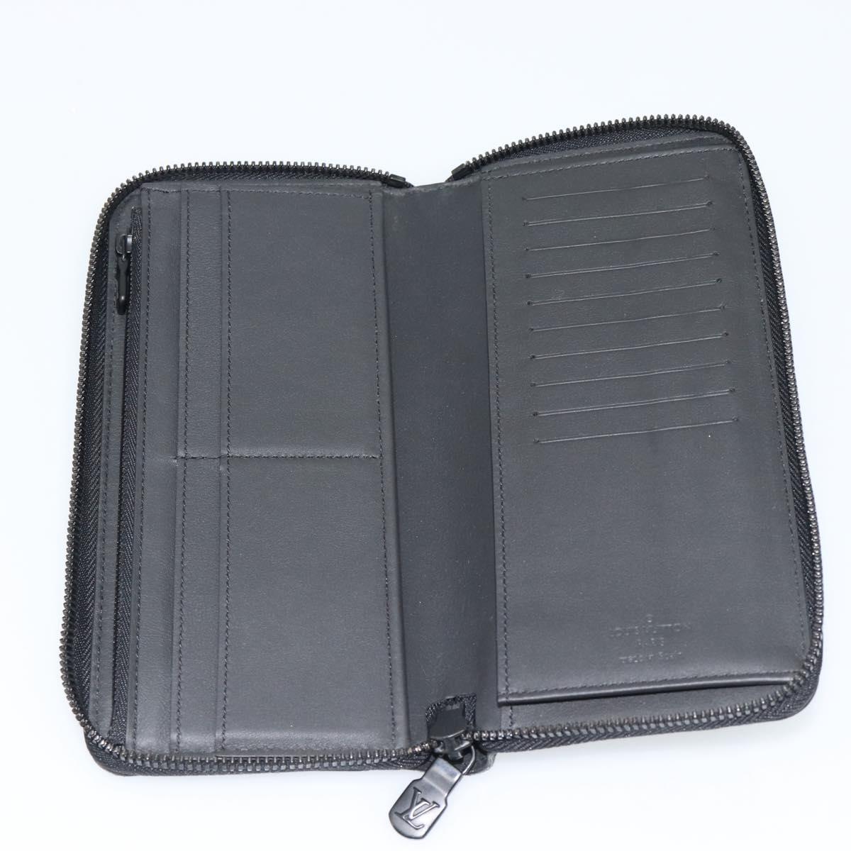 LOUIS VUITTON Shadow Zippy Wallet Vertical Long Wallet Black M62902 Auth 184127M
