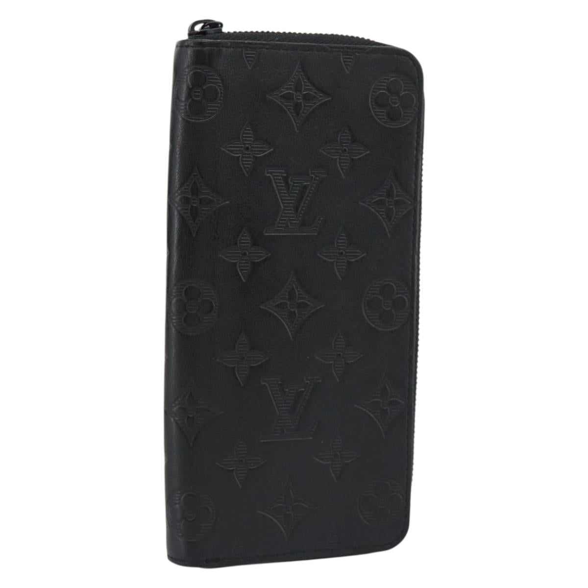 LOUIS VUITTON Shadow Zippy Wallet Vertical Long Wallet Black M62902 Auth 184127M