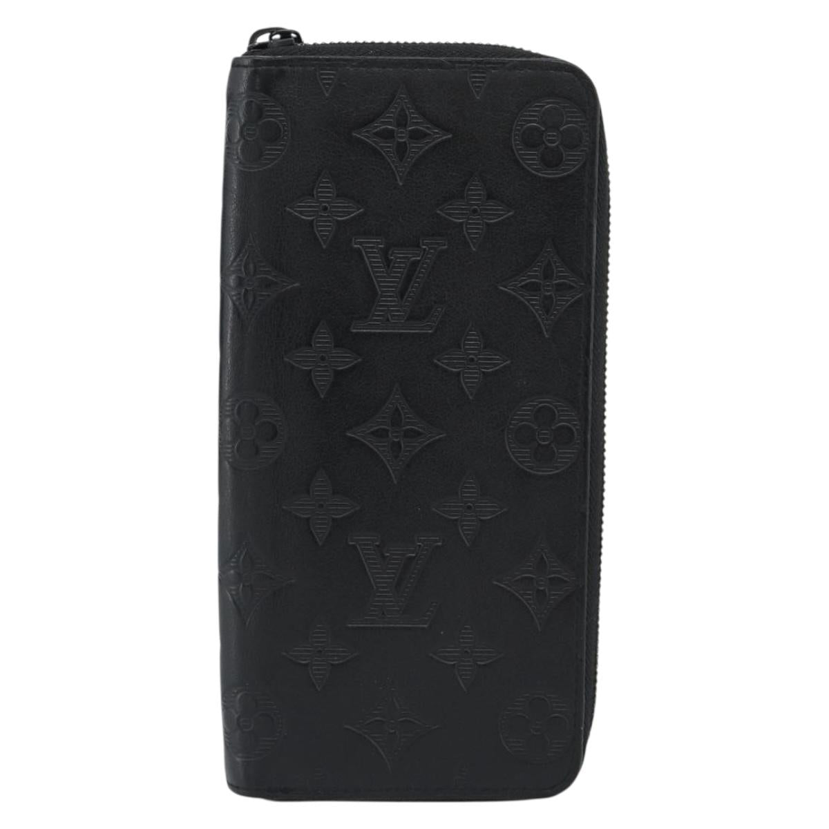 LOUIS VUITTON Shadow Zippy Wallet Vertical Long Wallet Black M62902 Auth 184127M