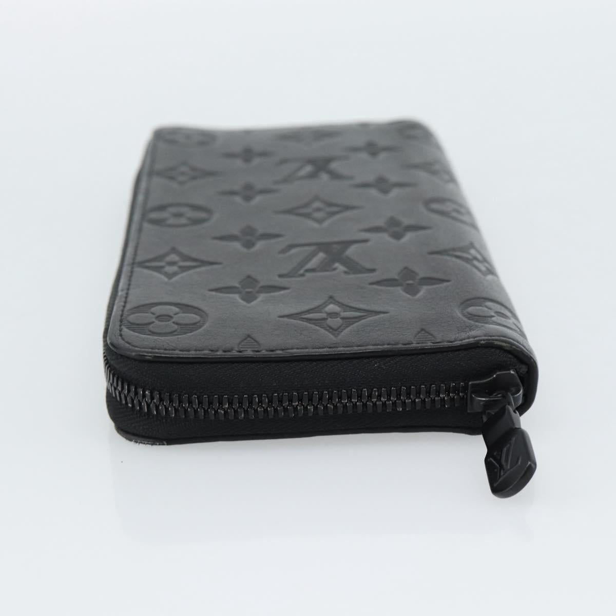 LOUIS VUITTON Shadow Zippy Wallet Vertical Long Wallet Black M62902 Auth 184127M