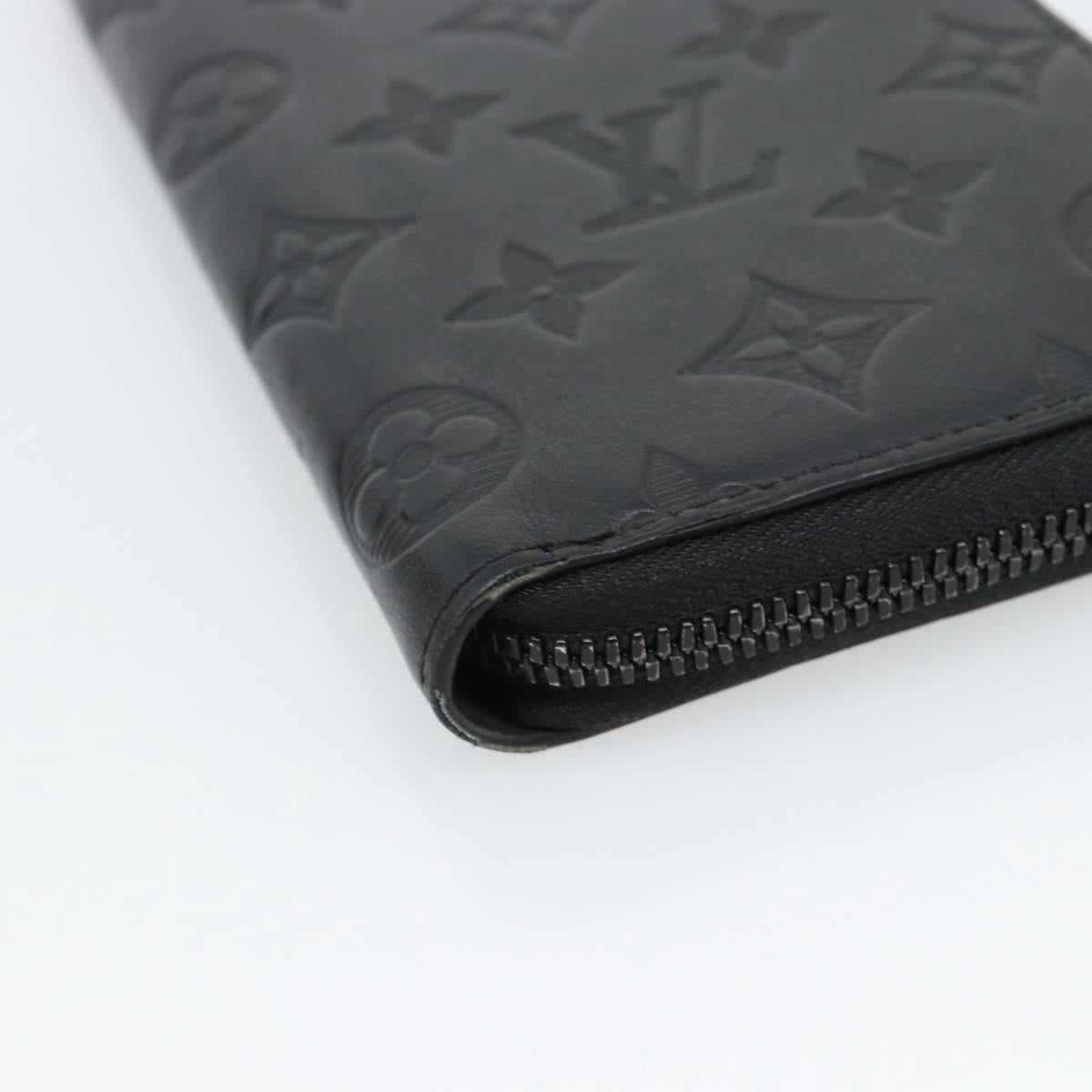 LOUIS VUITTON Shadow Zippy Wallet Vertical Long Wallet Black M62902 Auth 184127M