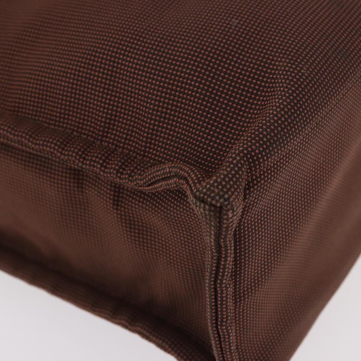 HERMES Her Line Tote MM Tote Bag Canvas Brown Silver Auth 184135