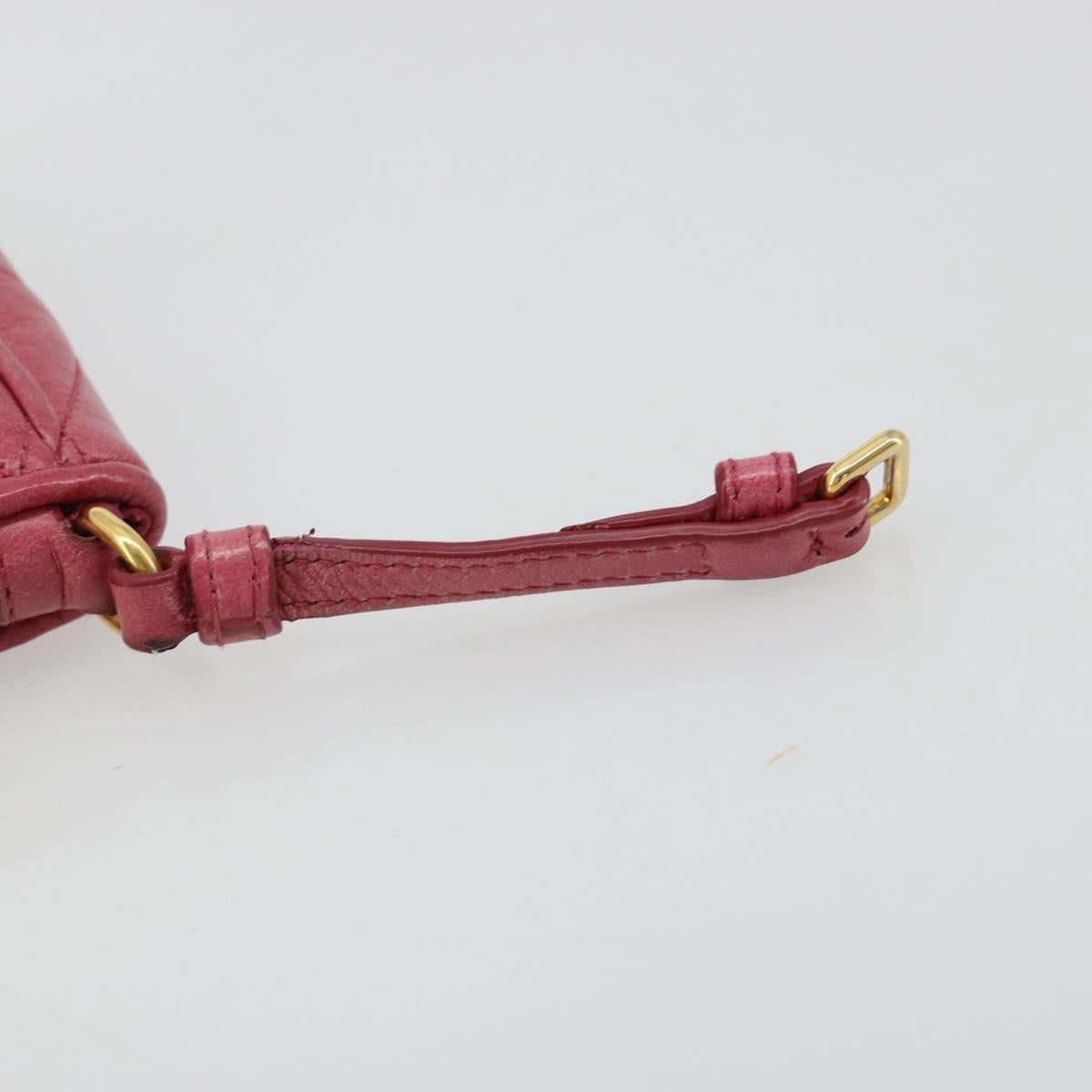 Miu Miu Pouch Leather Pink Gold Auth 184151