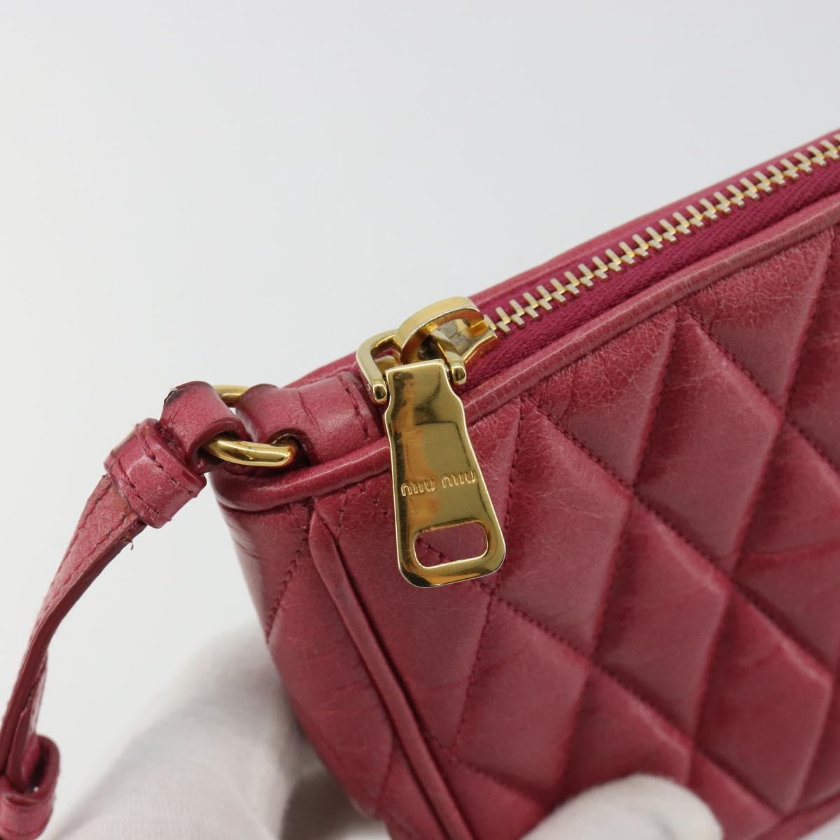 Miu Miu Pouch Leather Pink Gold Auth 184151