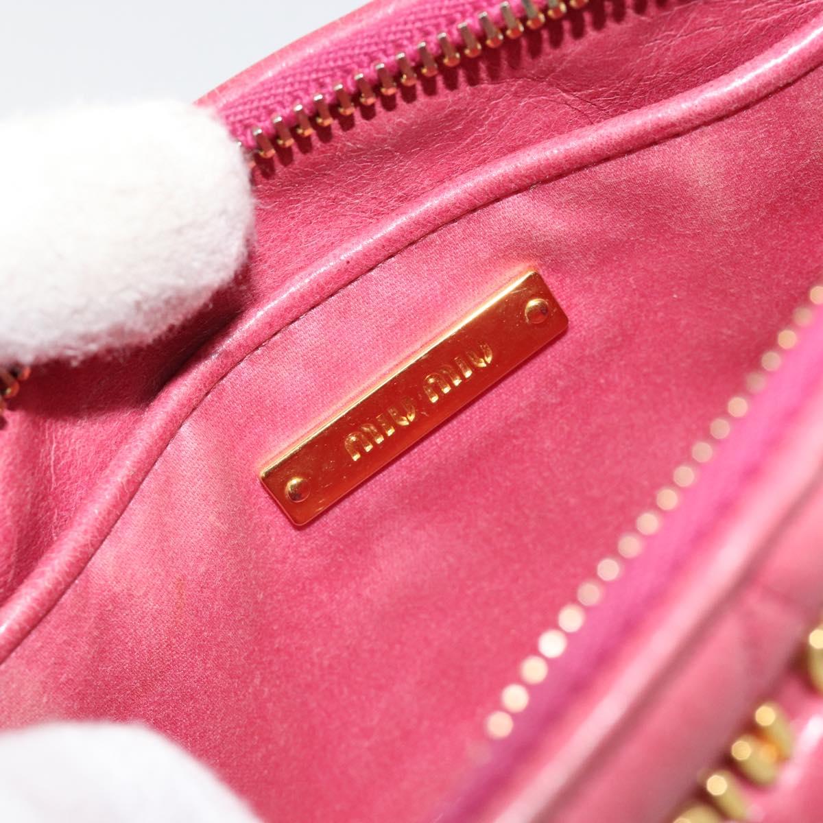 Miu Miu Pouch Leather Pink Gold Auth 184151