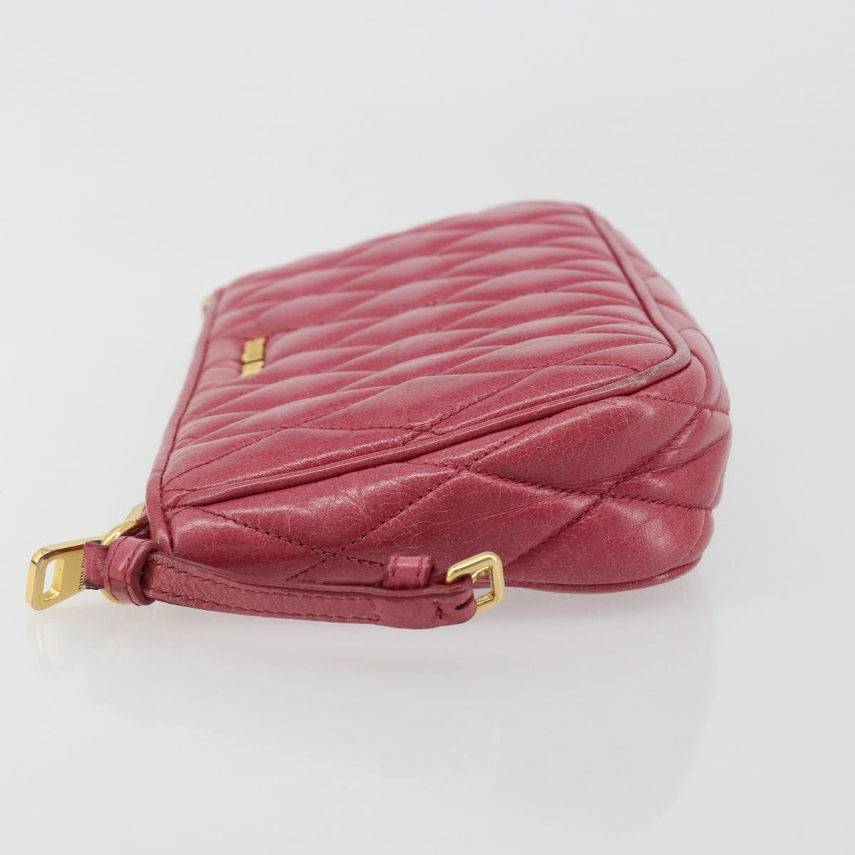 Miu Miu Pouch Leather Pink Gold Auth 184151