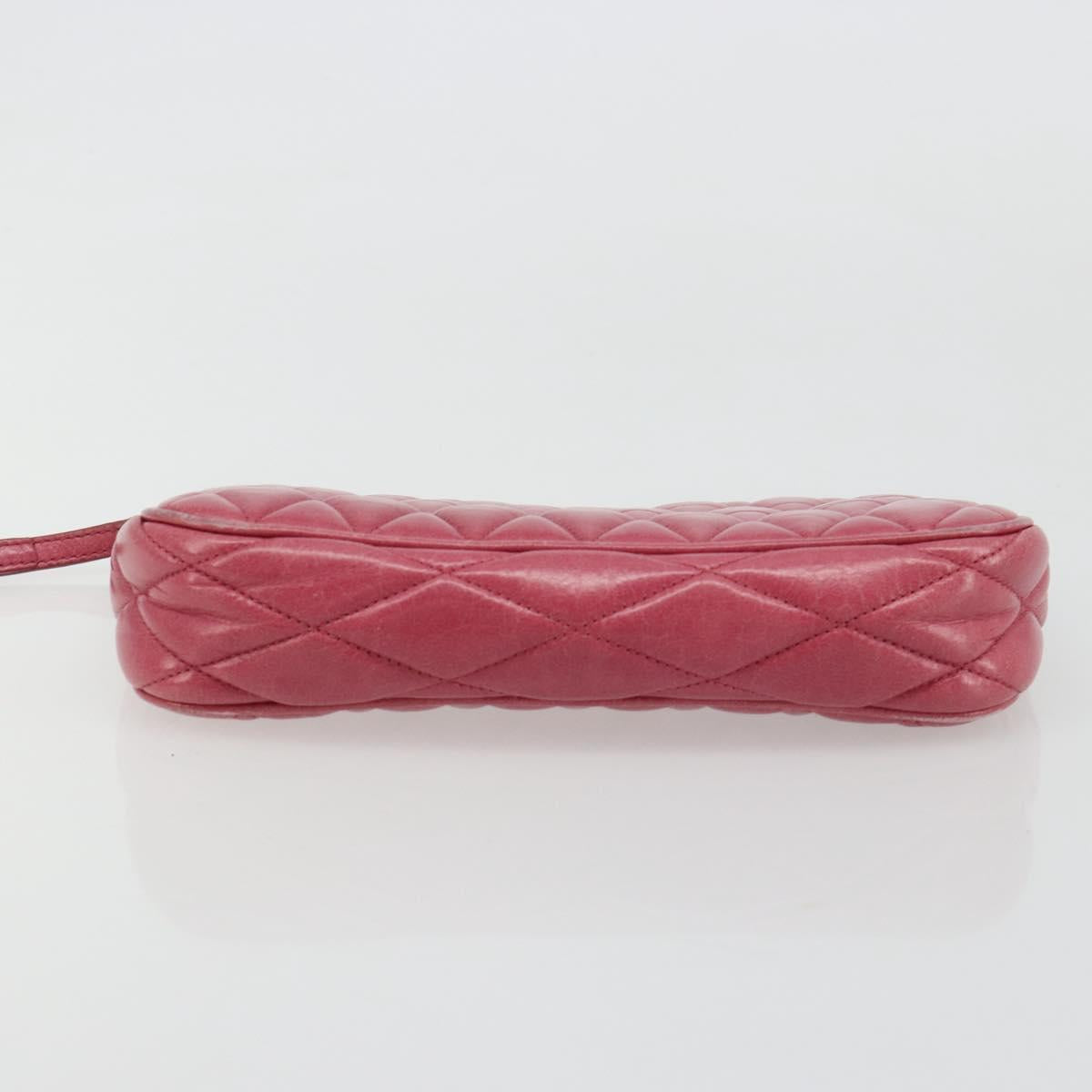 Miu Miu Pouch Leather Pink Gold Auth 184151
