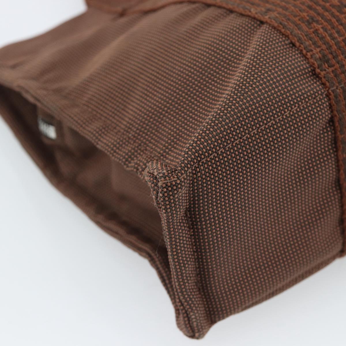 HERMES Her Line Tote PM Tote Bag Canvas Brown Silver Auth 184152