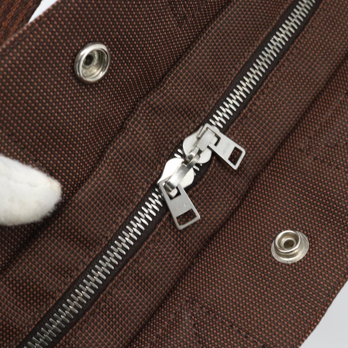 HERMES Her Line Tote PM Tote Bag Canvas Brown Silver Auth 184152
