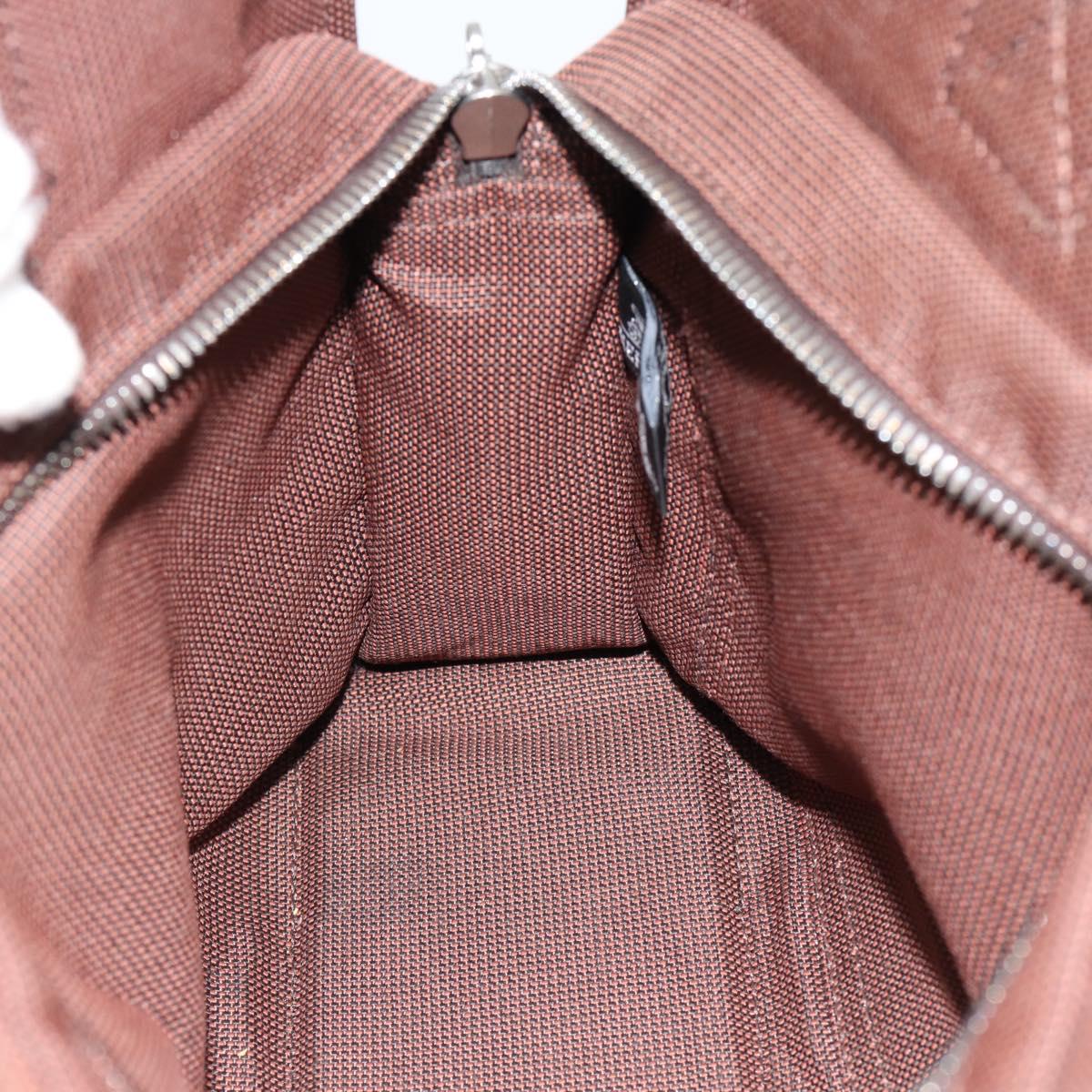 HERMES Her Line Tote PM Tote Bag Canvas Brown Silver Auth 184152