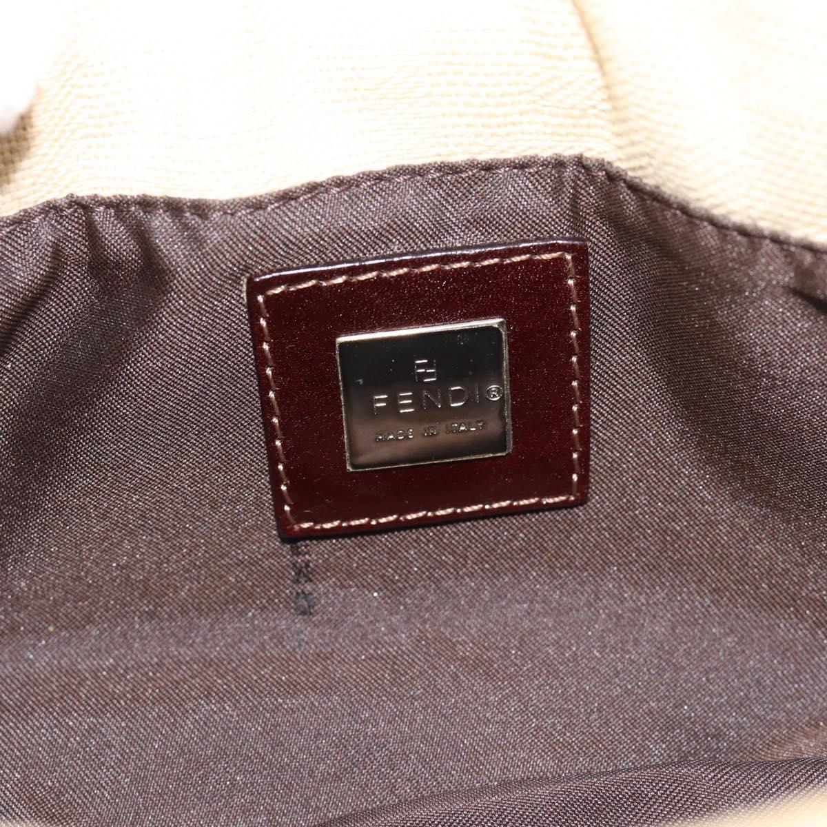 FENDI Zucca Canvas Mamma Baguette Shoulder Bag Beige Silver Auth 184155