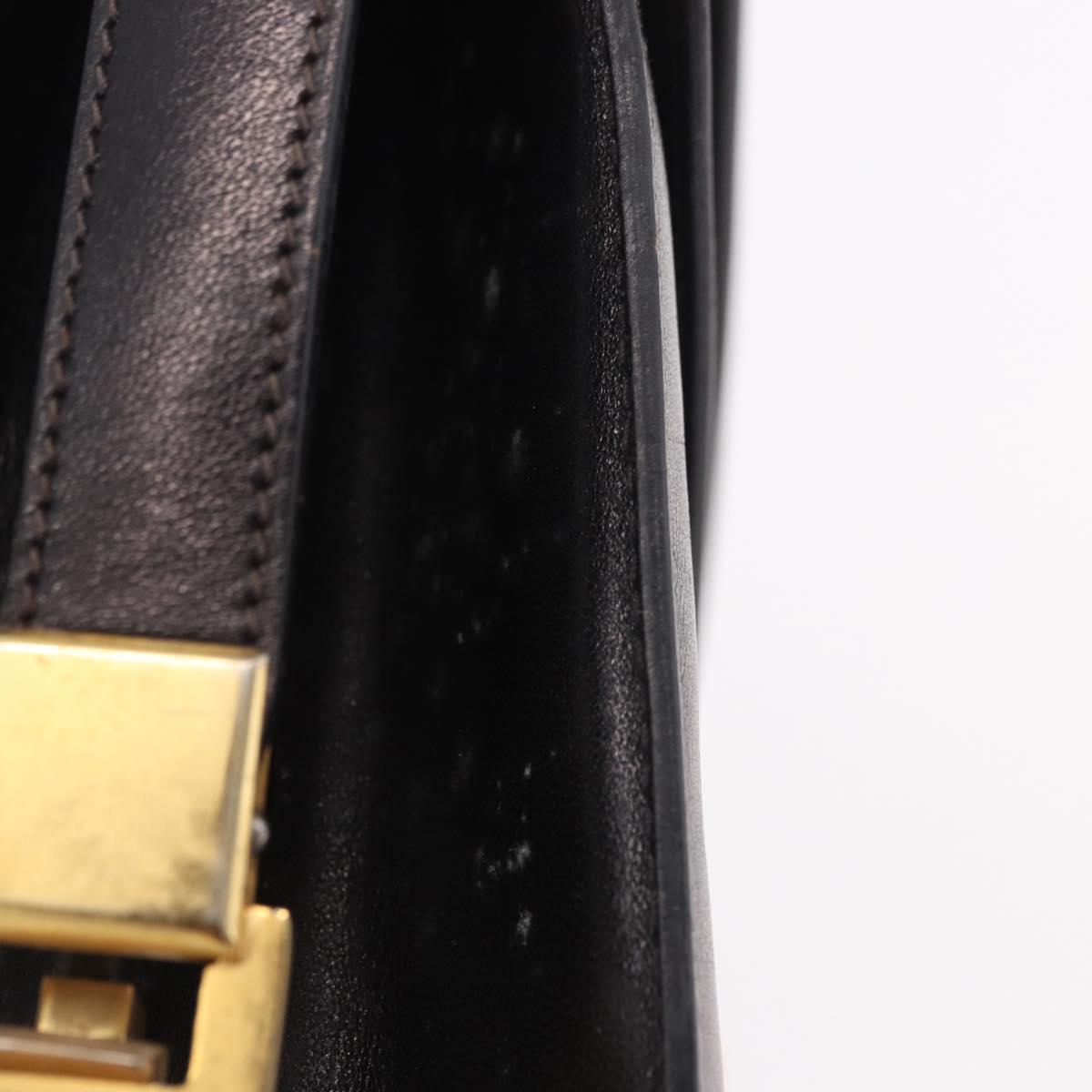 CELINE Horse Carriage Shoulder Bag Leather Black Gold Auth 184168