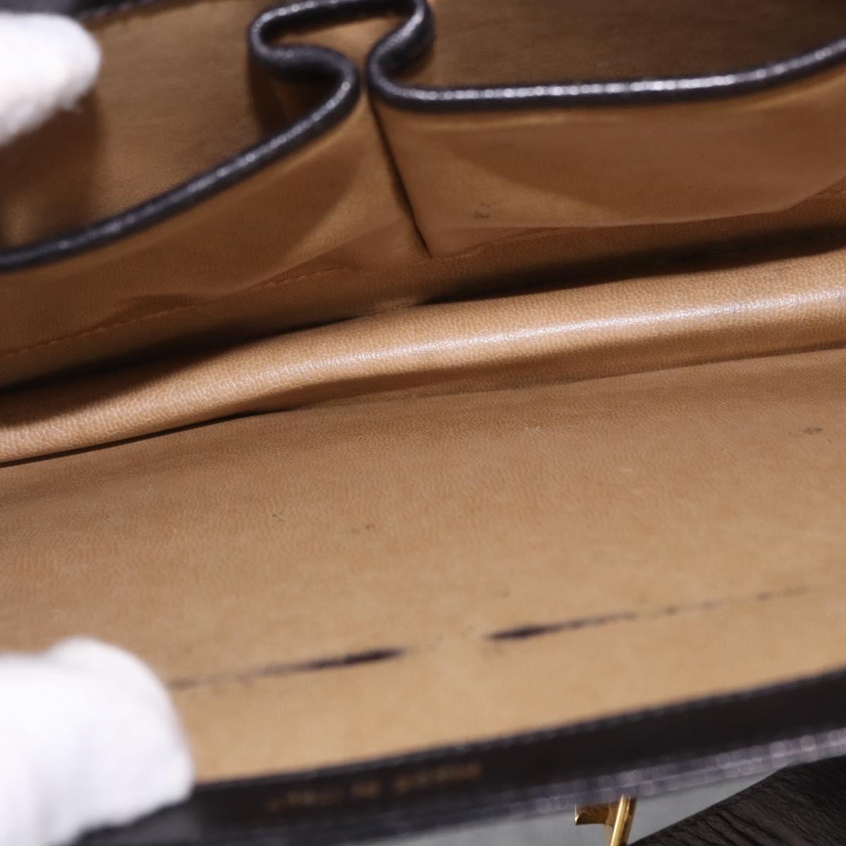 CELINE Horse Carriage Shoulder Bag Leather Black Gold Auth 184168
