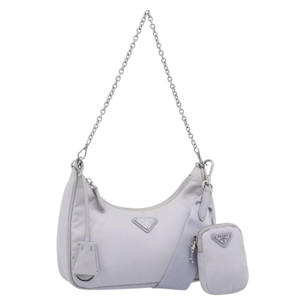 PRADA Shoulder Bag Nylon Purple Silver Auth 184170V