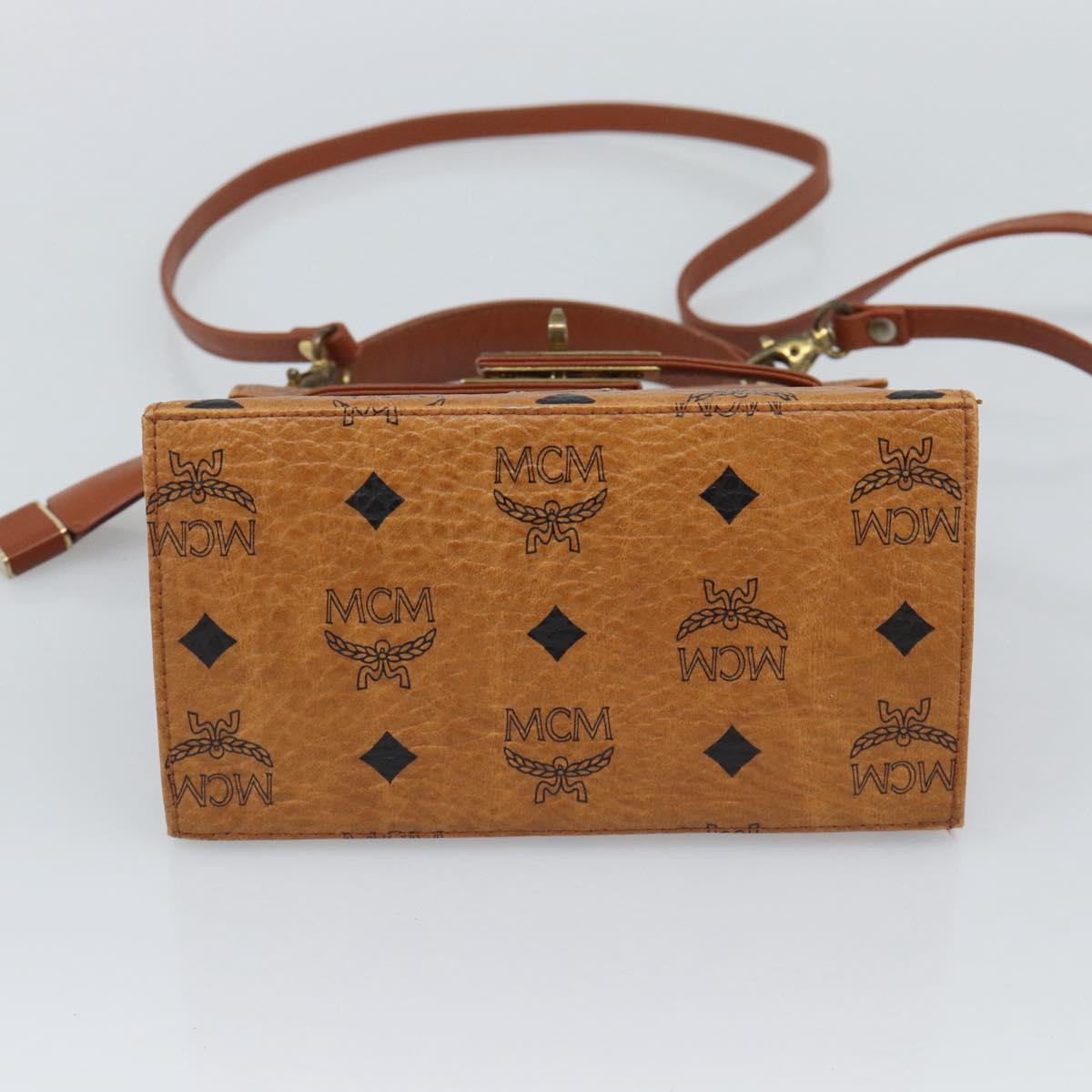 MCM Vicetos Logogram Hand Bag PVC Leather 2way Brown Gold Auth 184176A
