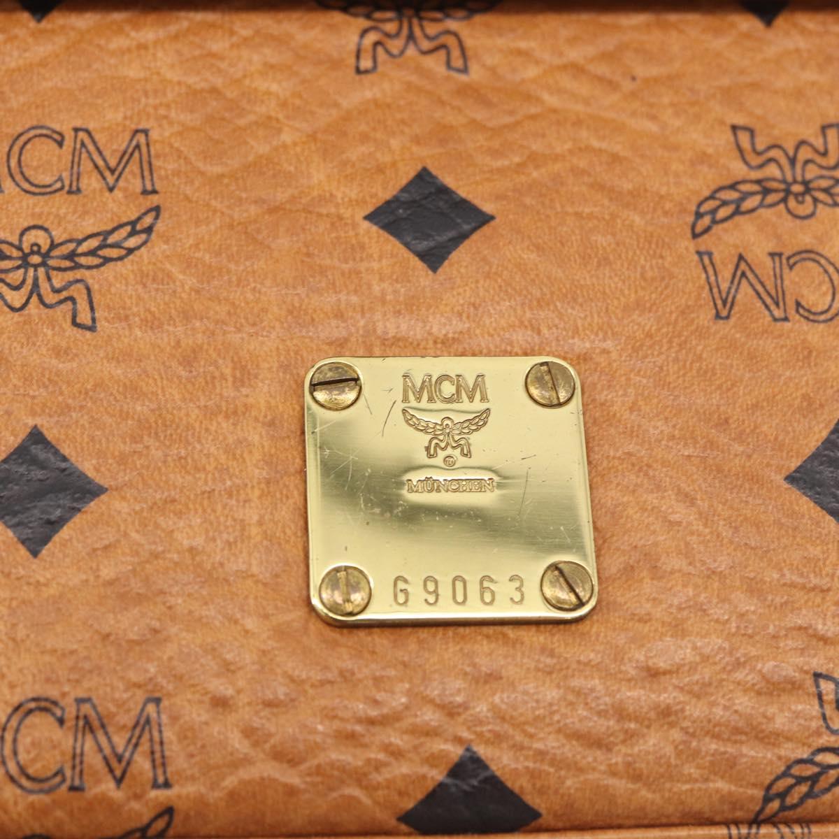 MCM Vicetos Logogram Hand Bag PVC Leather 2way Brown Gold Auth 184176A