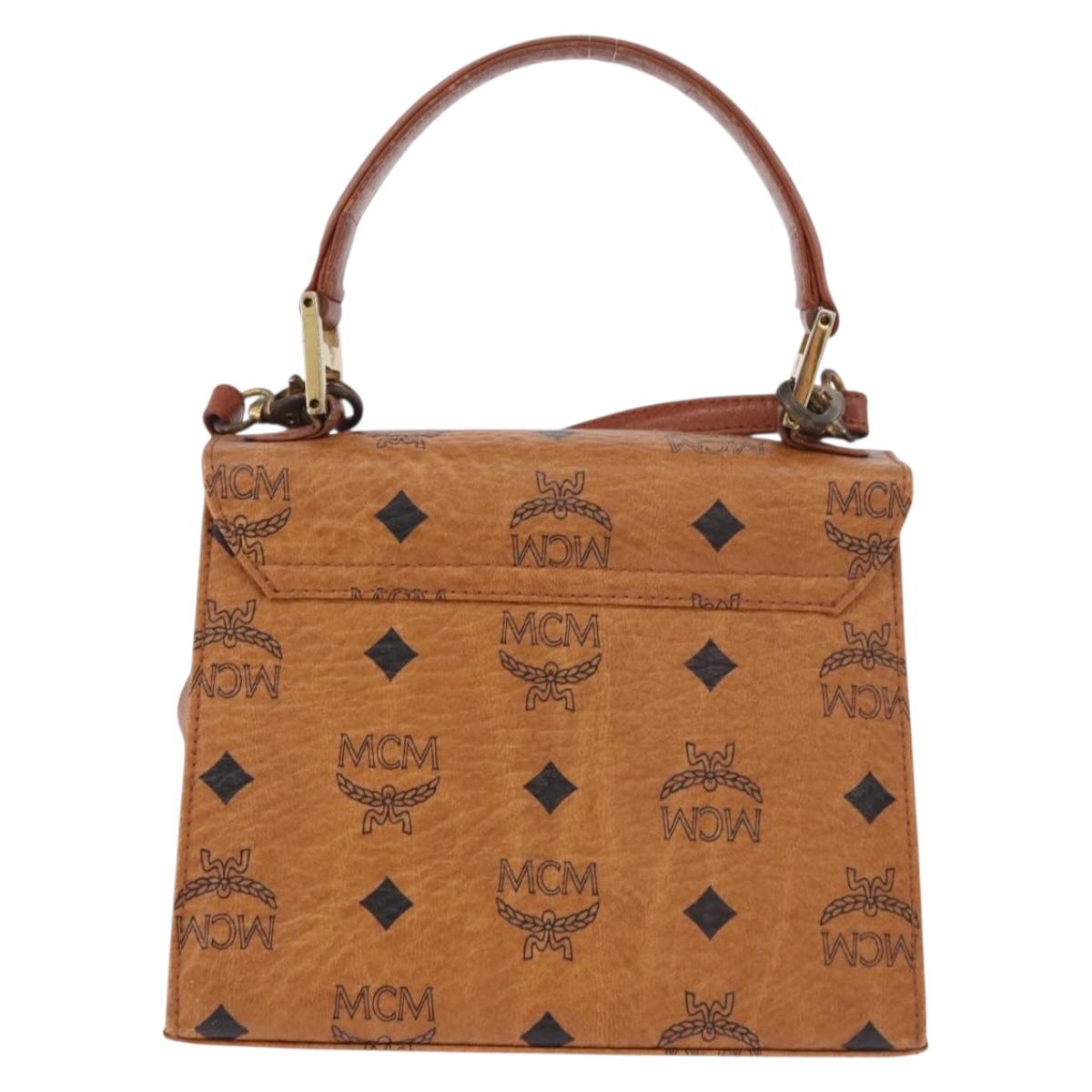 MCM Vicetos Logogram Hand Bag PVC Leather 2way Brown Gold Auth 184176A