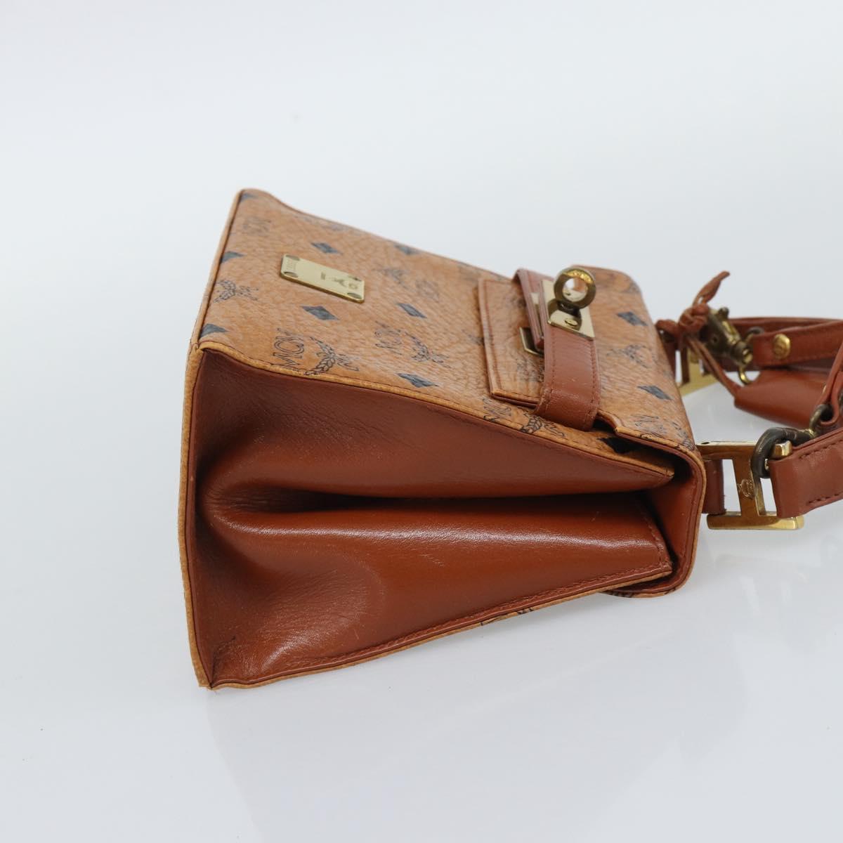 MCM Vicetos Logogram Hand Bag PVC Leather 2way Brown Gold Auth 184176A