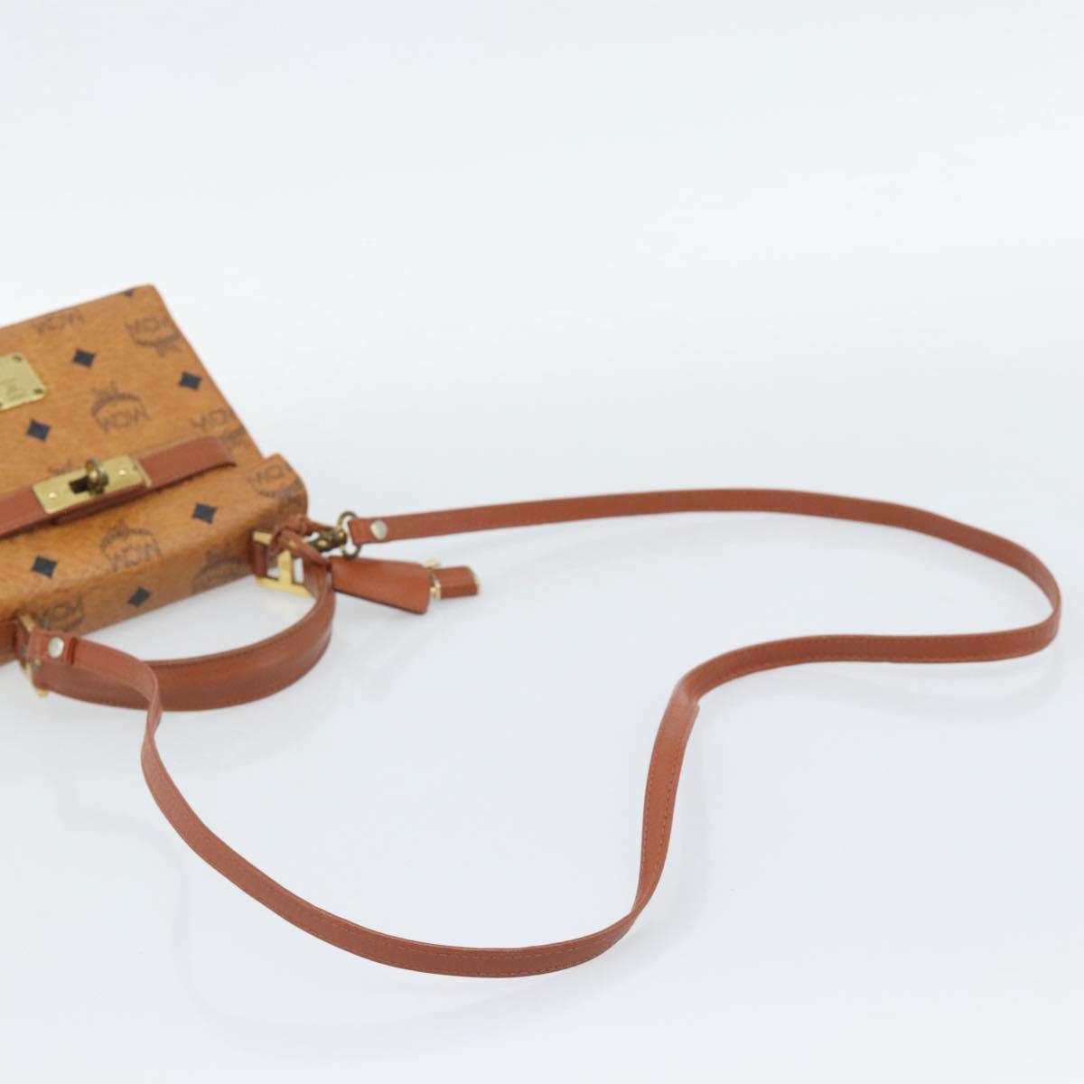 MCM Vicetos Logogram Hand Bag PVC Leather 2way Brown Gold Auth 184176A