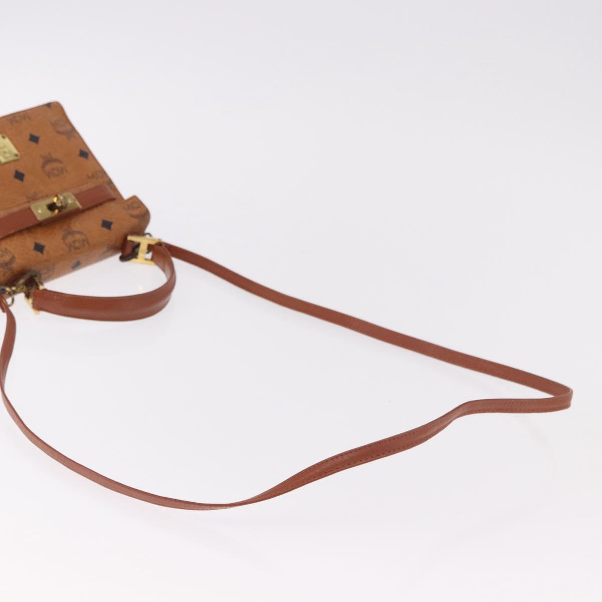 MCM Vicetos Logogram Hand Bag PVC Leather 2way Brown Gold Auth 184176A