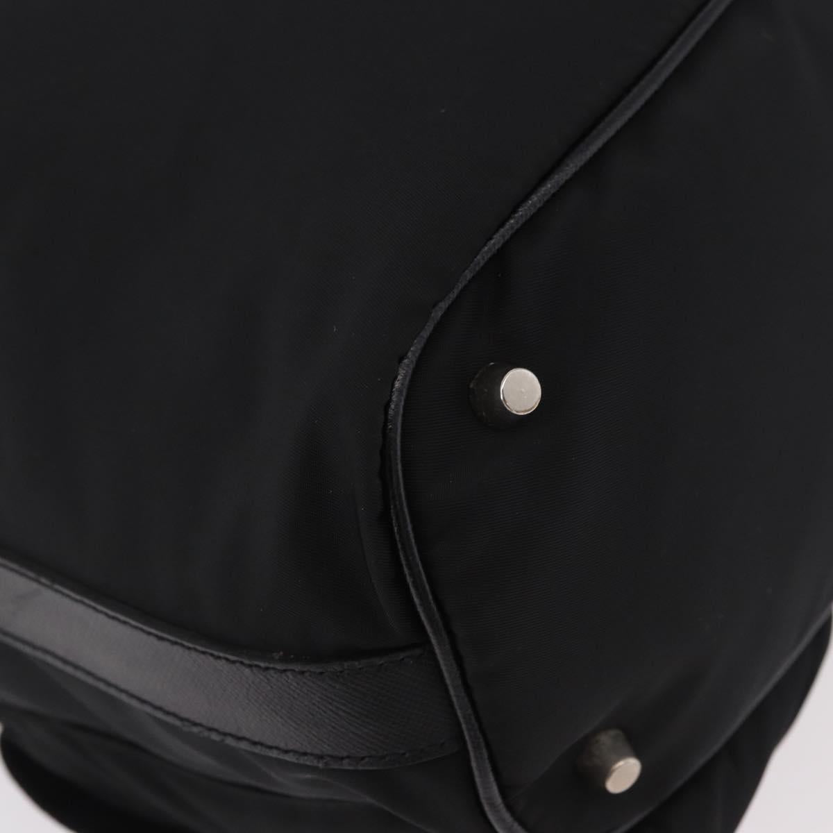 PRADA Shoulder Bag Nylon Black Silver Auth 184177A