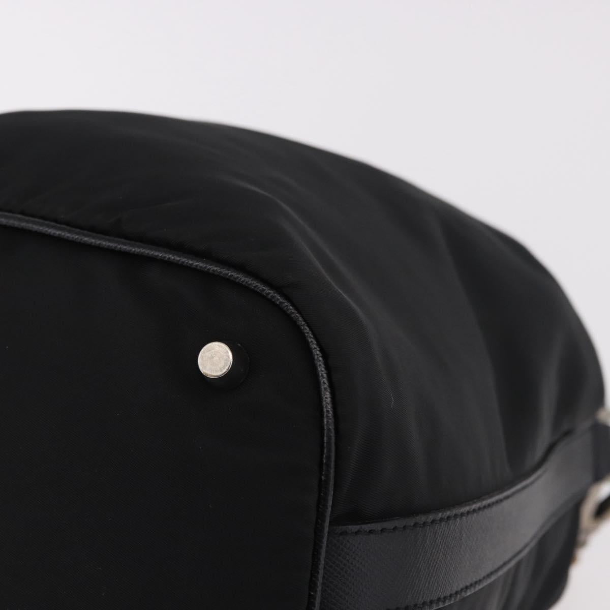 PRADA Shoulder Bag Nylon Black Silver Auth 184177A
