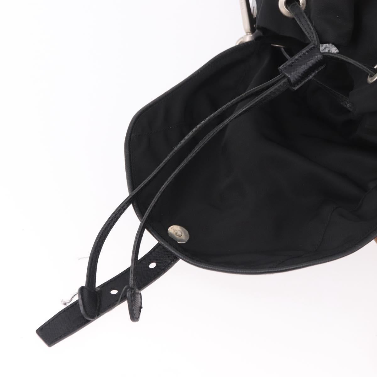 PRADA Shoulder Bag Nylon Black Silver Auth 184177A