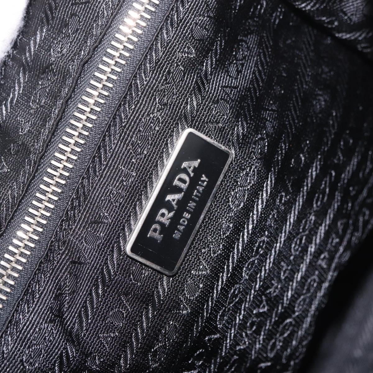 PRADA Shoulder Bag Nylon Black Silver Auth 184177A