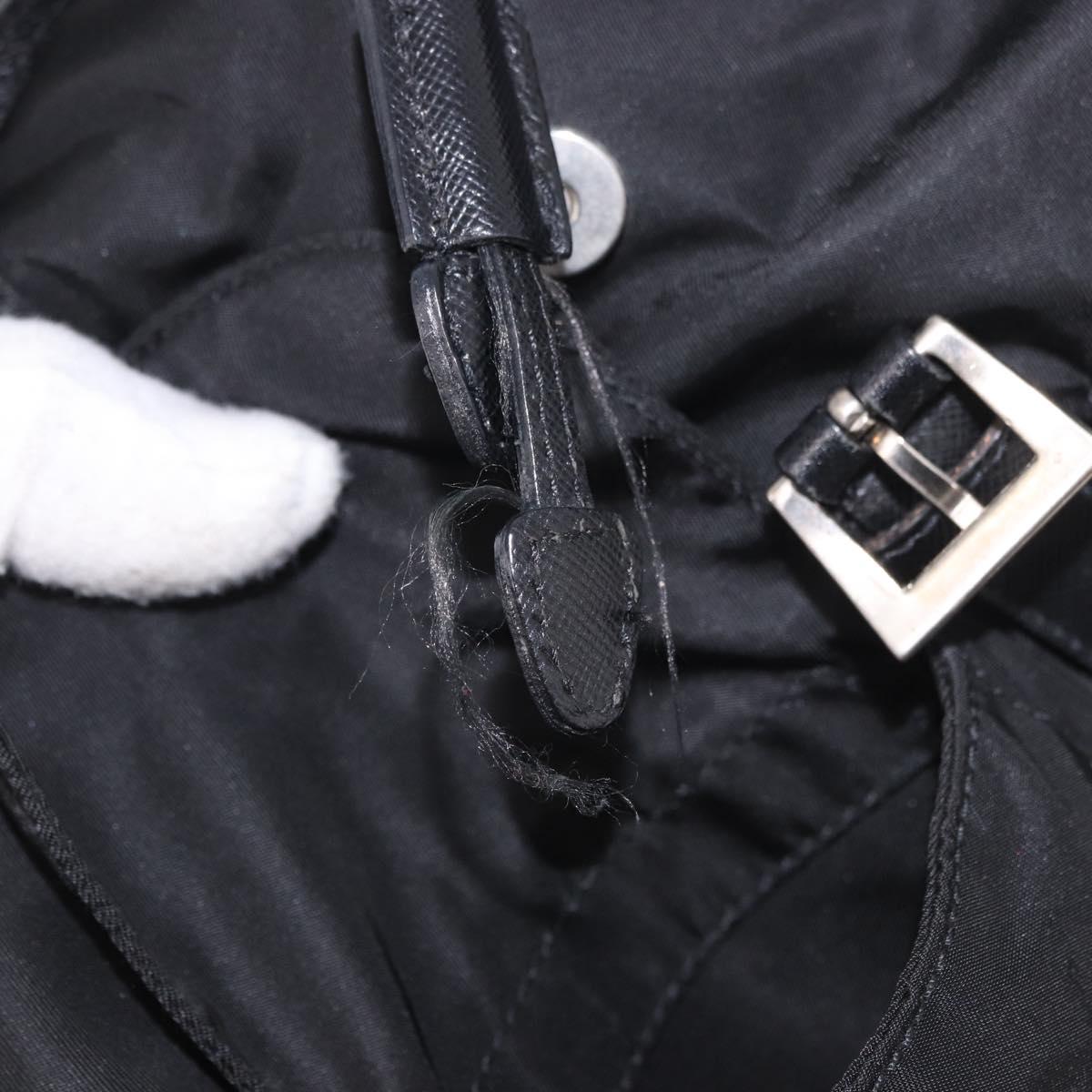 PRADA Shoulder Bag Nylon Black Silver Auth 184177A