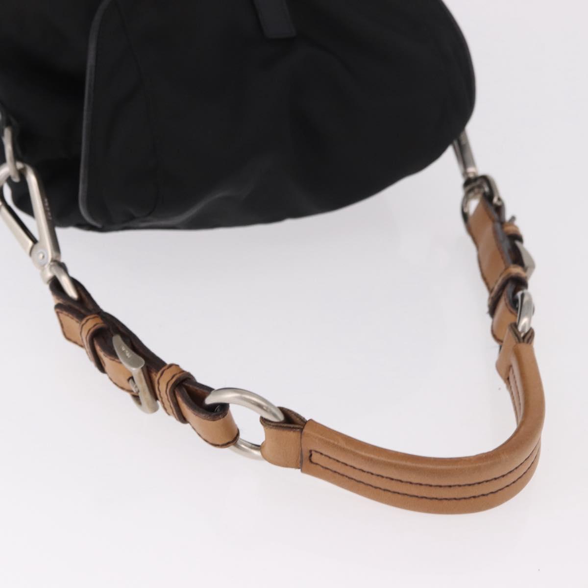 PRADA Shoulder Bag Nylon Black Silver Auth 184177A