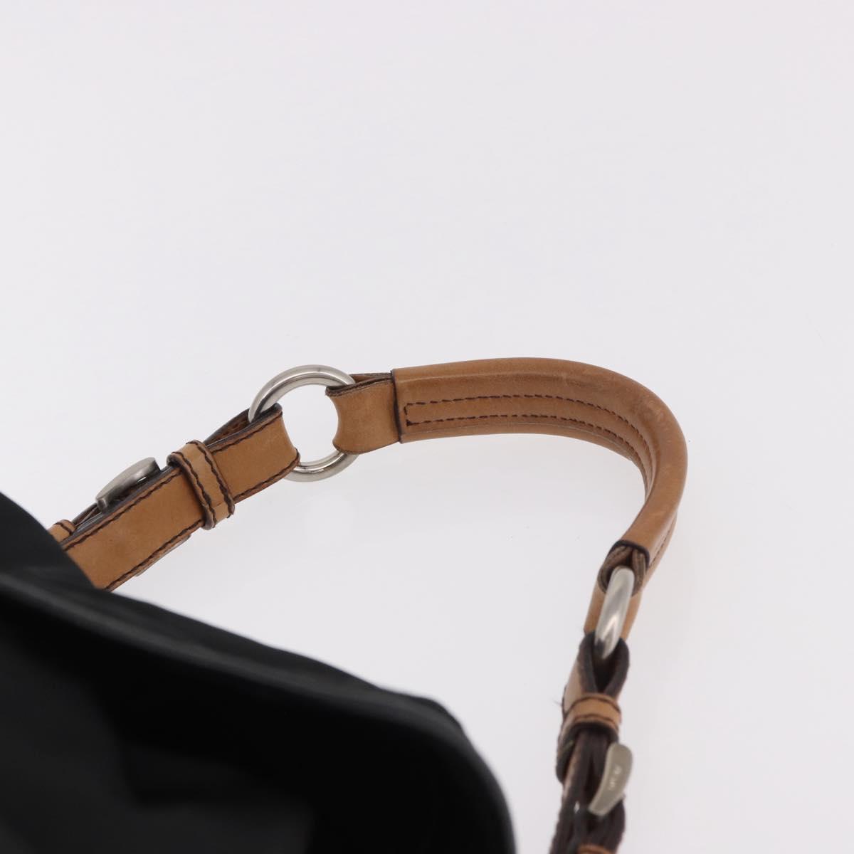 PRADA Shoulder Bag Nylon Black Silver Auth 184177A