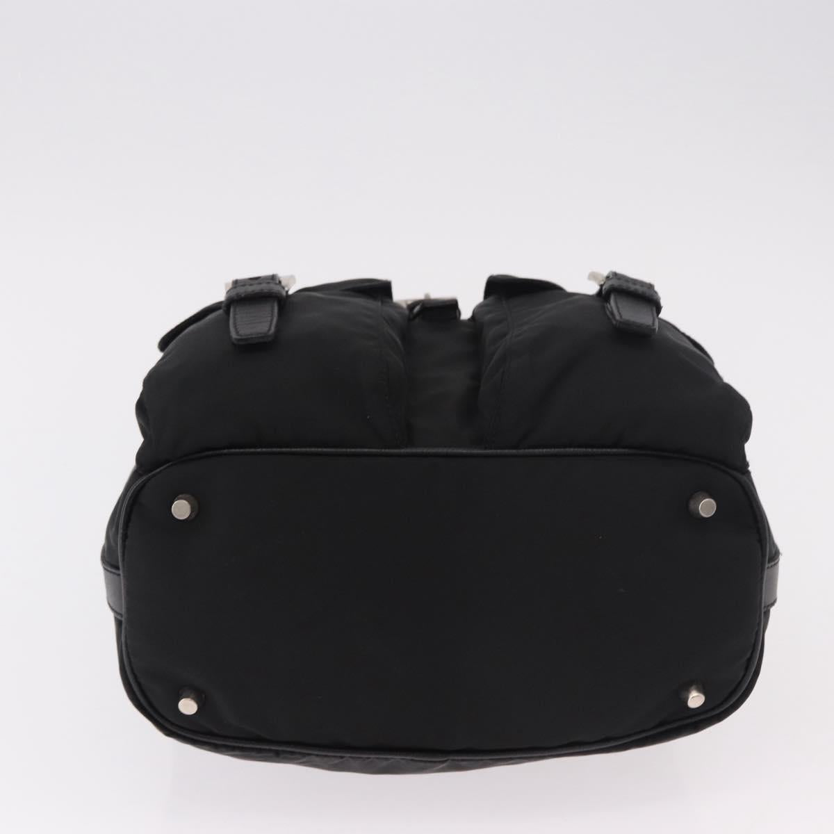 PRADA Shoulder Bag Nylon Black Silver Auth 184177A