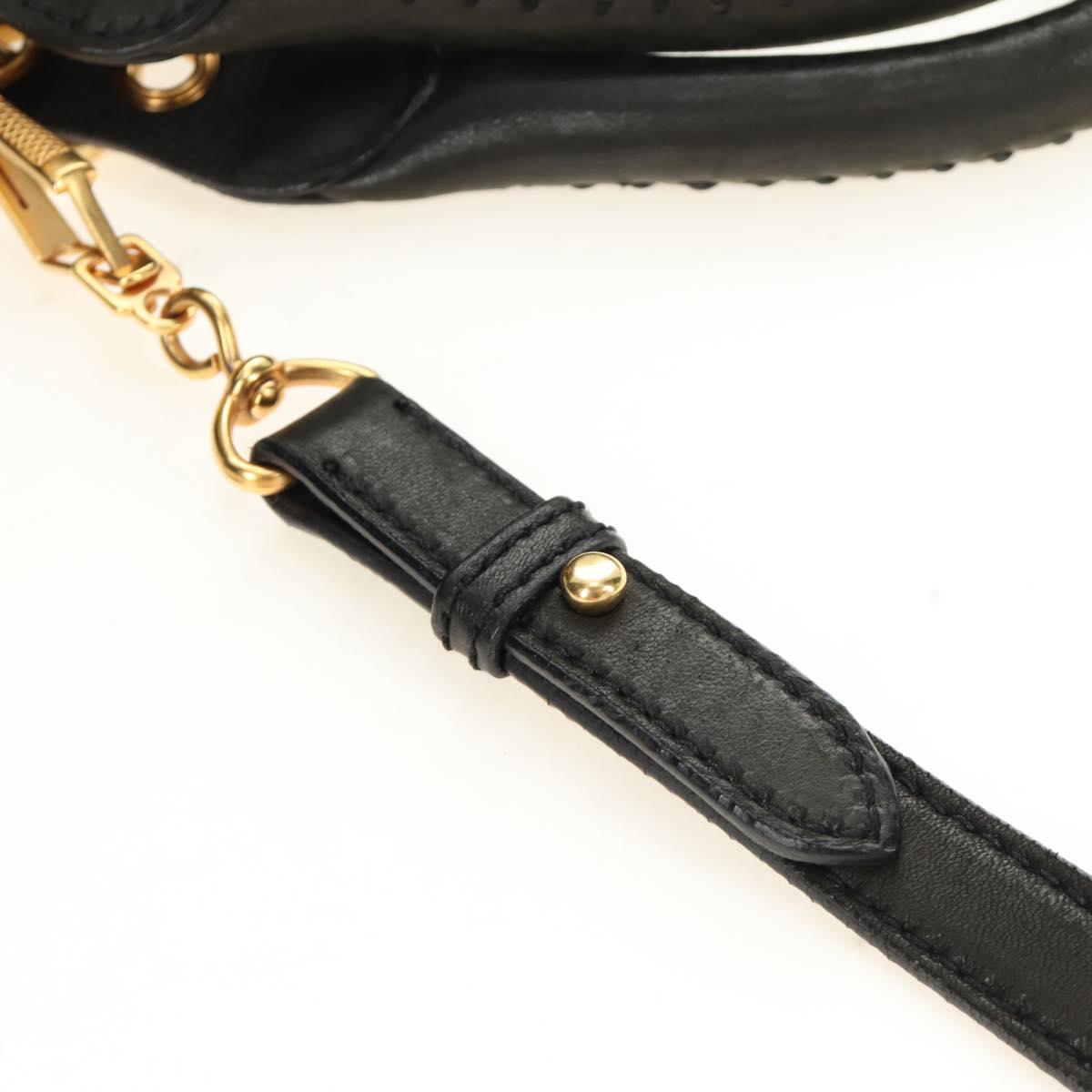 Miu Miu Hand Bag Leather 2way Black Gold Auth 184180V