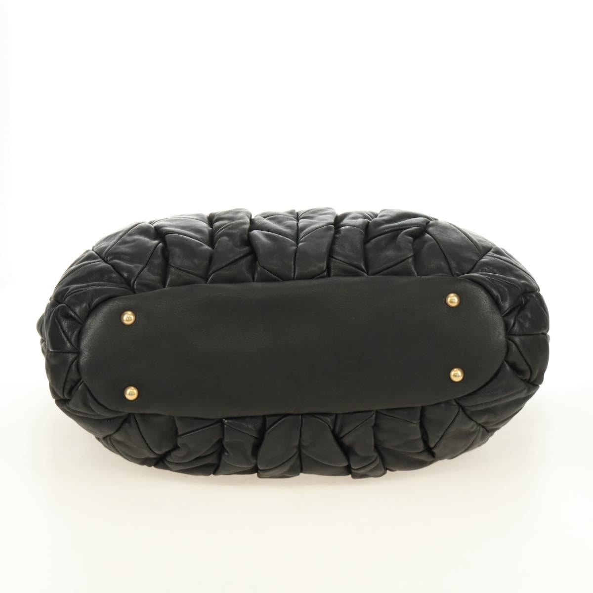 Miu Miu Hand Bag Leather 2way Black Gold Auth 184180V