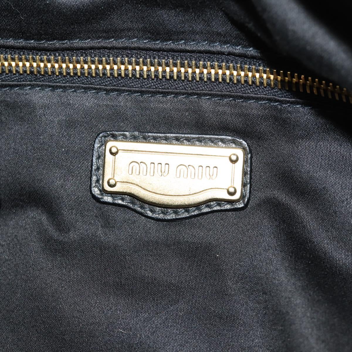 Miu Miu Hand Bag Leather 2way Black Gold Auth 184180V