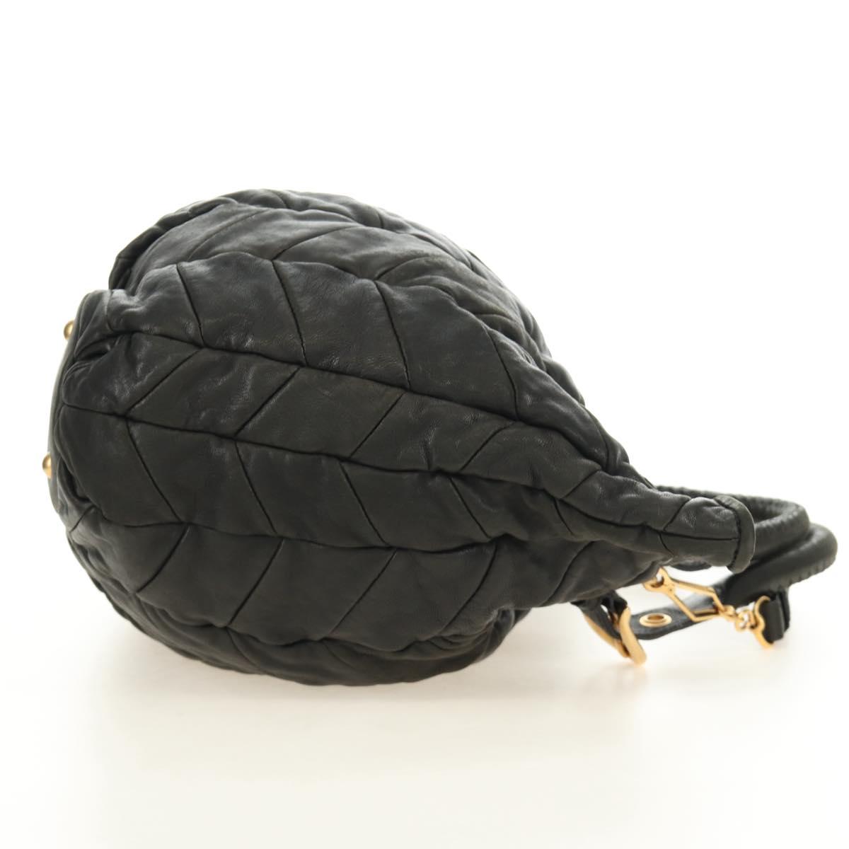 Miu Miu Hand Bag Leather 2way Black Gold Auth 184180V