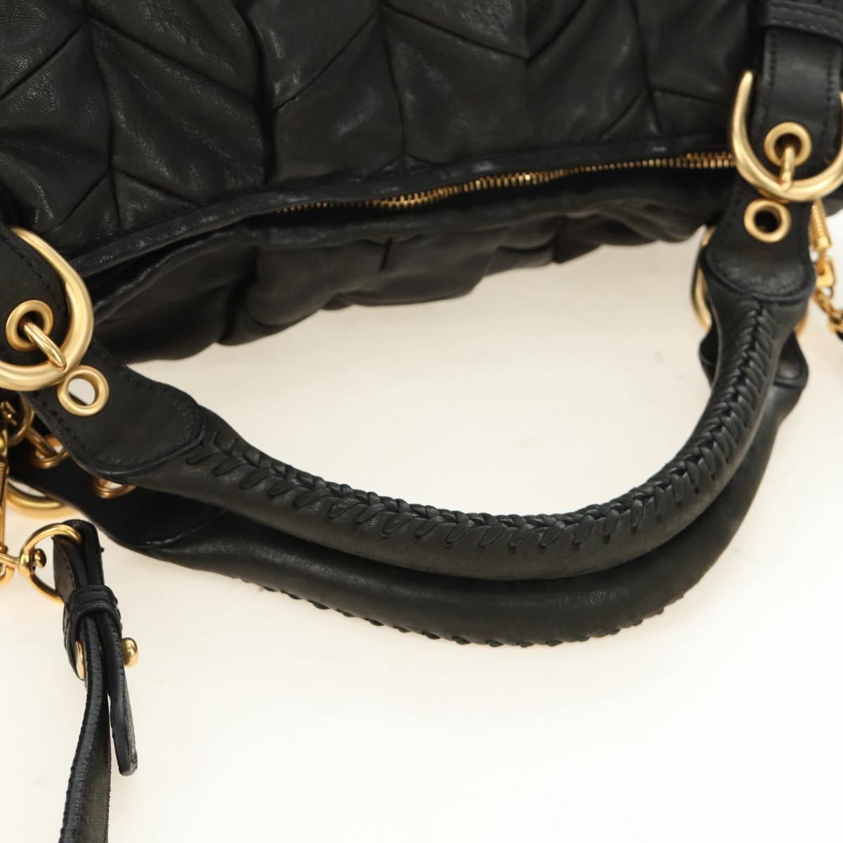 Miu Miu Hand Bag Leather 2way Black Gold Auth 184180V