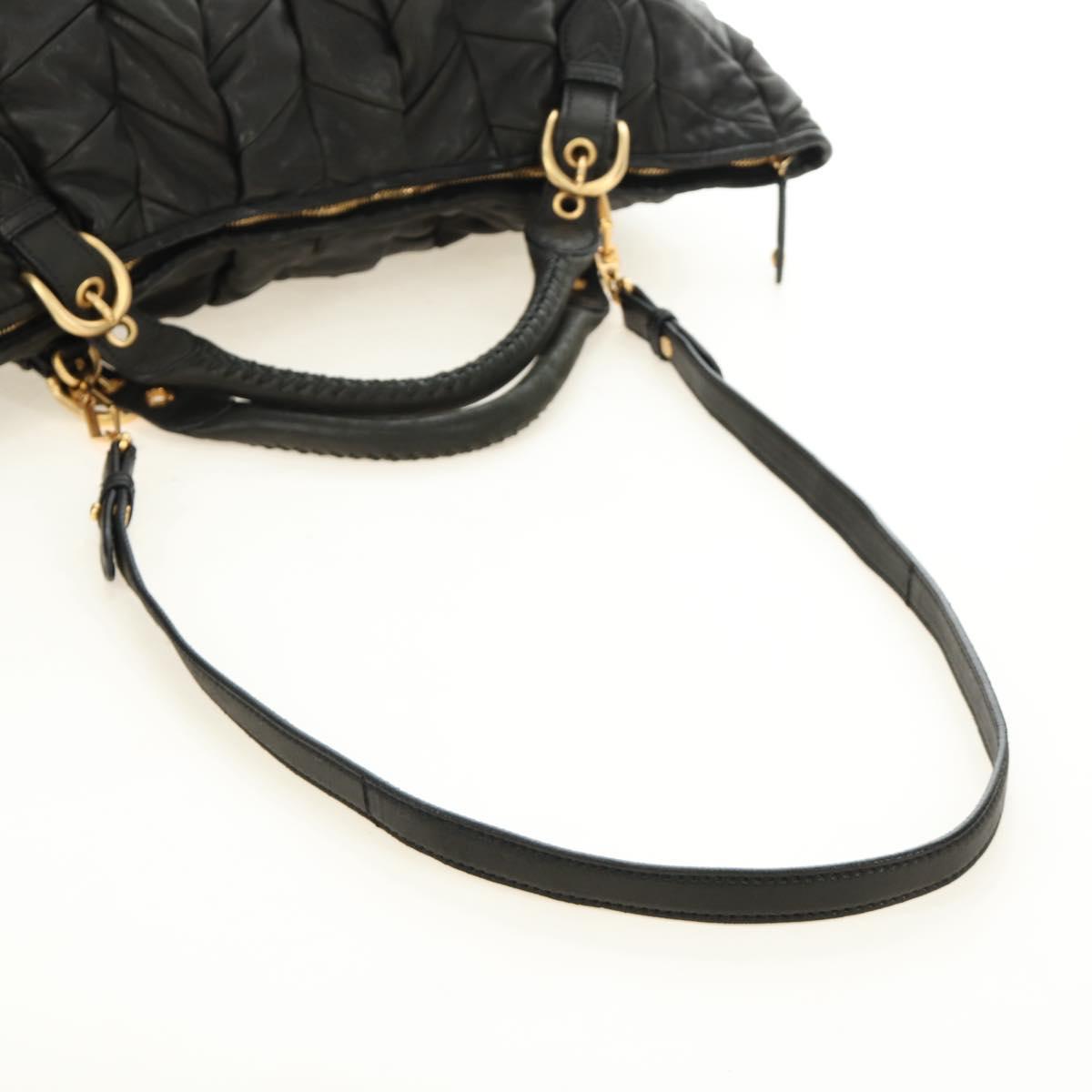 Miu Miu Hand Bag Leather 2way Black Gold Auth 184180V