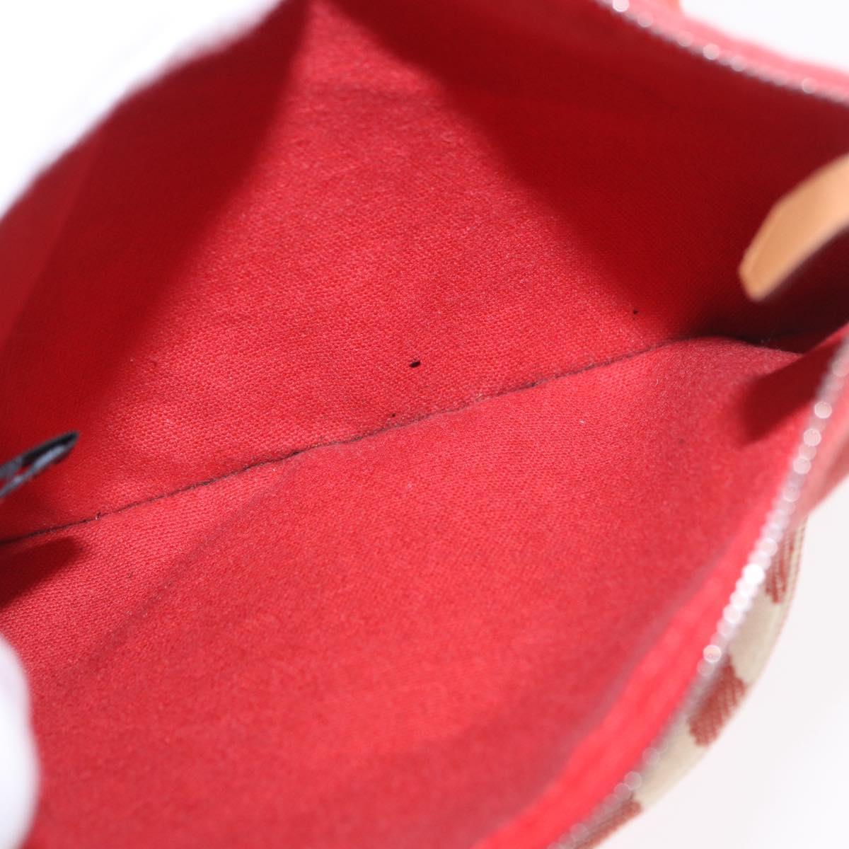 HERMES Cannes Hand Bag Canvas Red Silver Auth 184181A