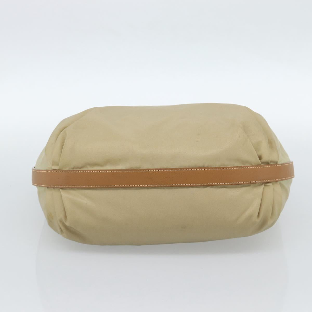 PRADA Shoulder Bag Nylon Beige Silver Auth 184182A