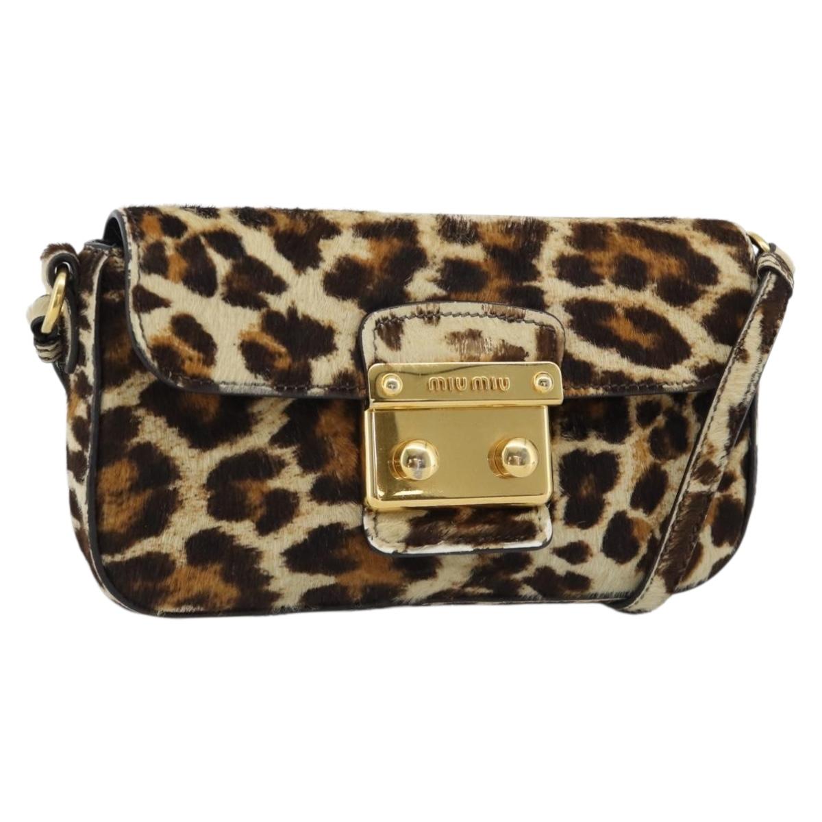 Miu Miu Shoulder Bag Harako leather Beige Gold Auth 184187A