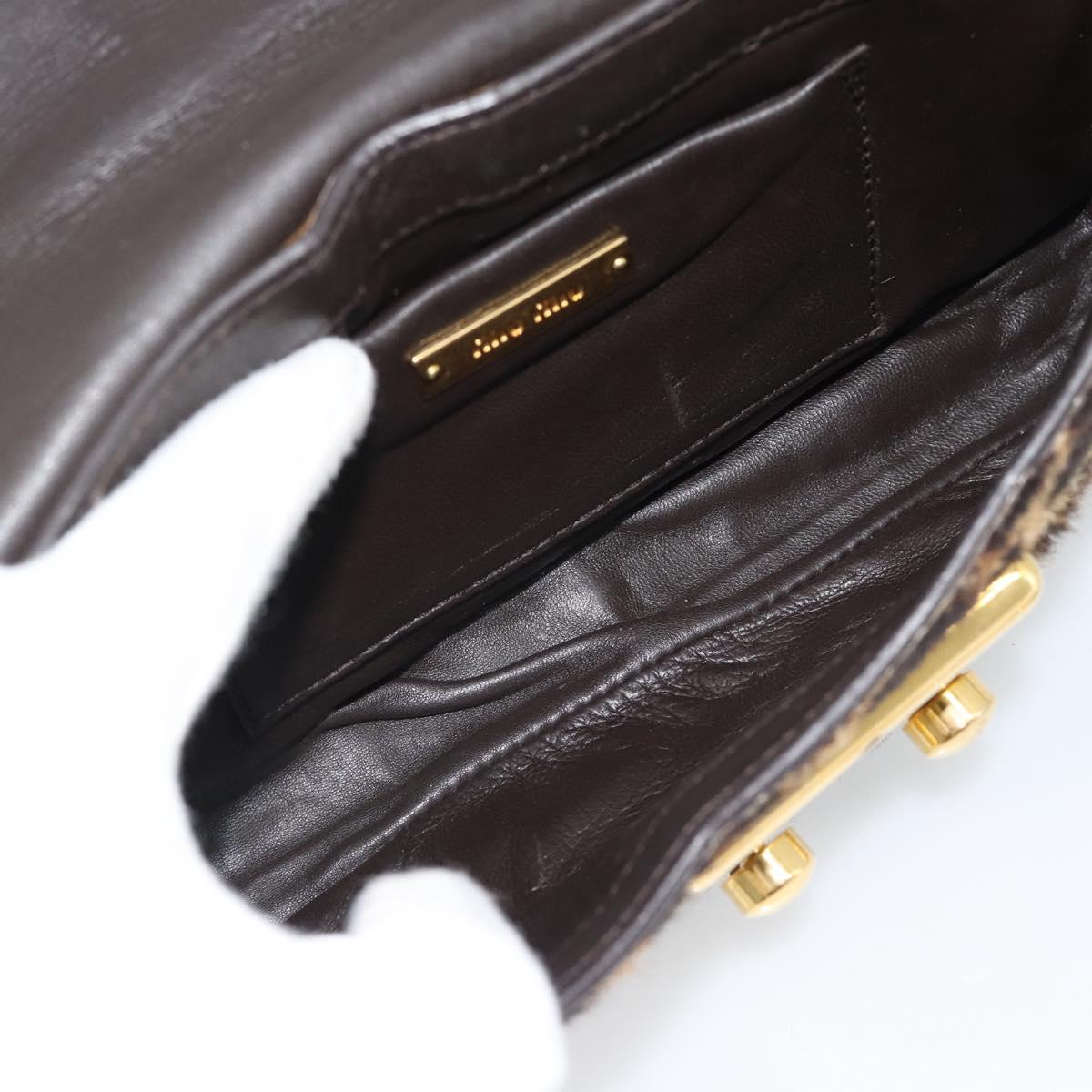 Miu Miu Shoulder Bag Harako leather Beige Gold Auth 184187A