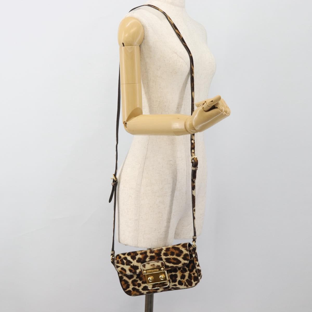 Miu Miu Shoulder Bag Harako leather Beige Gold Auth 184187A