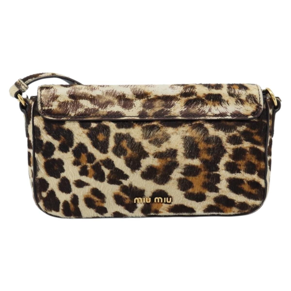 Miu Miu Shoulder Bag Harako leather Beige Gold Auth 184187A