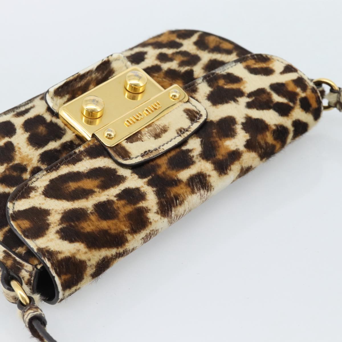 Miu Miu Shoulder Bag Harako leather Beige Gold Auth 184187A