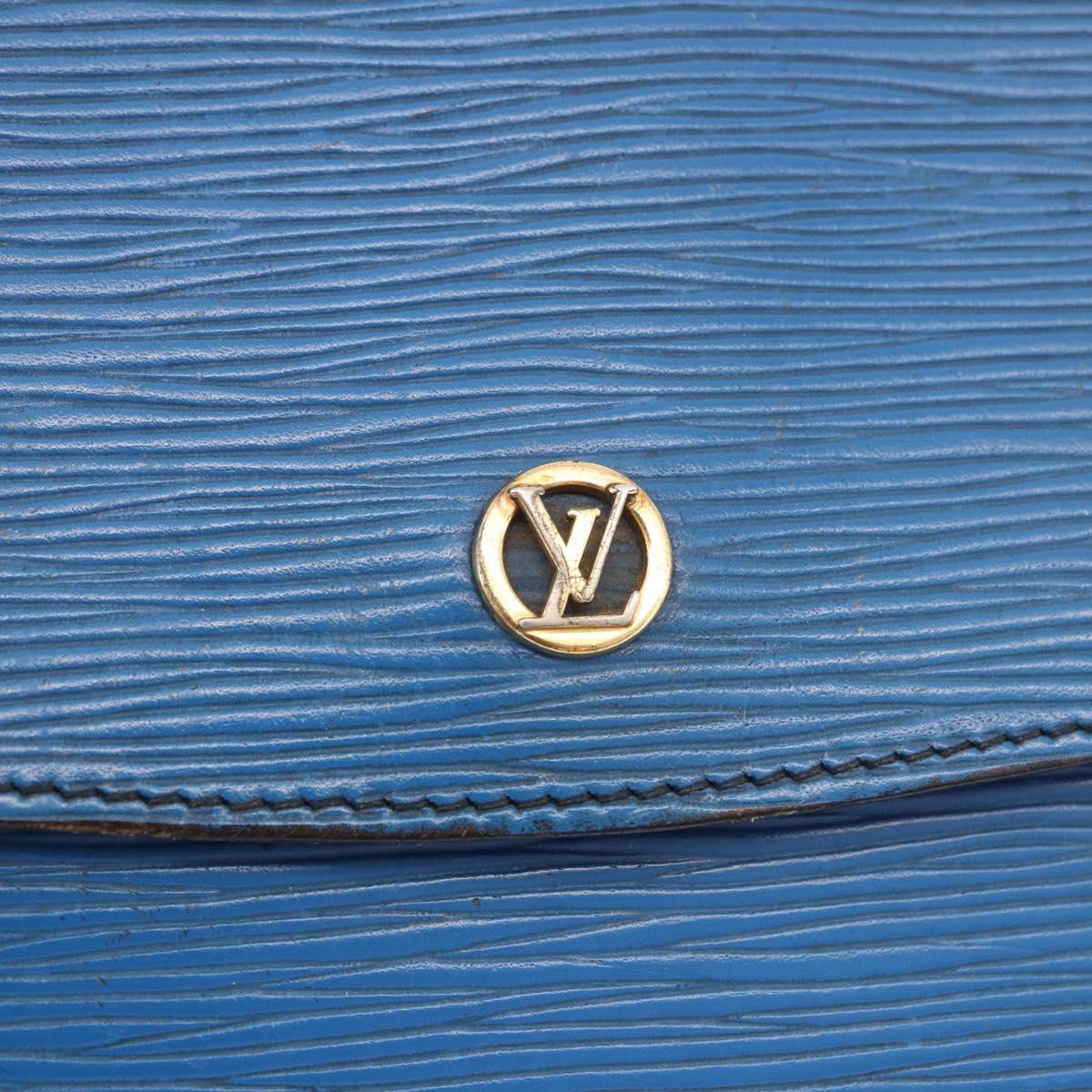 LOUIS VUITTON Epi Montaigne 27 Clutch Bag Blue M52655 LV Auth 184193