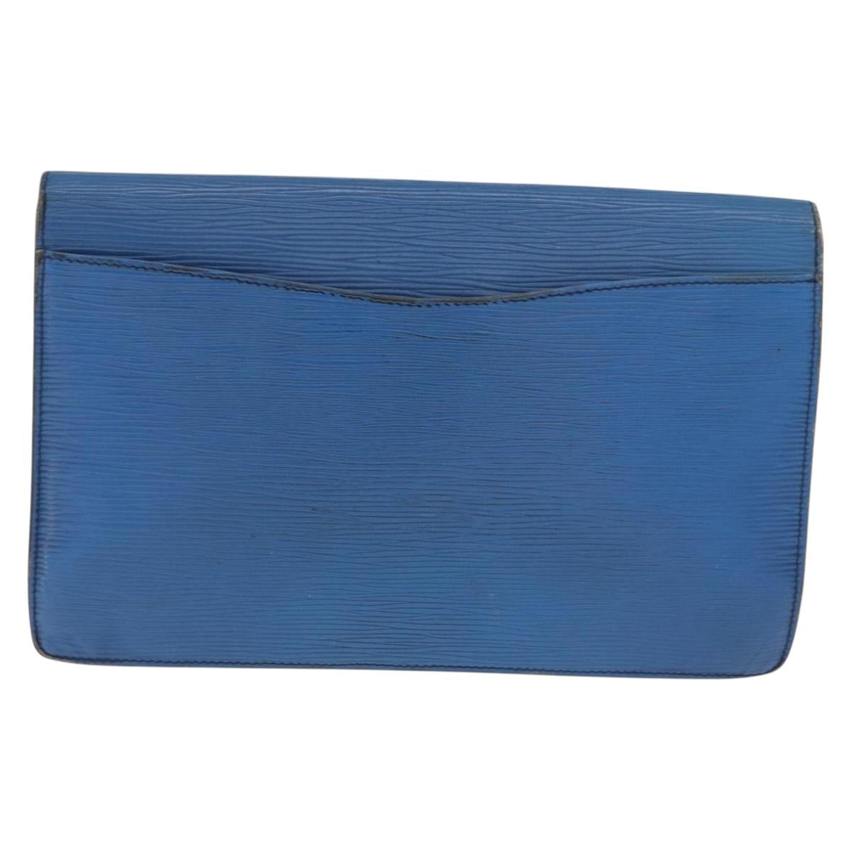 LOUIS VUITTON Epi Montaigne 27 Clutch Bag Blue M52655 LV Auth 184193