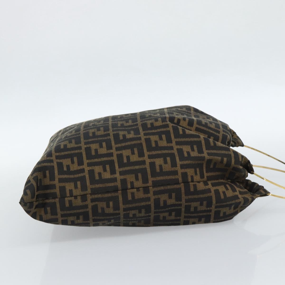 FENDI Zucca Canvas Hand Bag Black Brown Auth 184207A