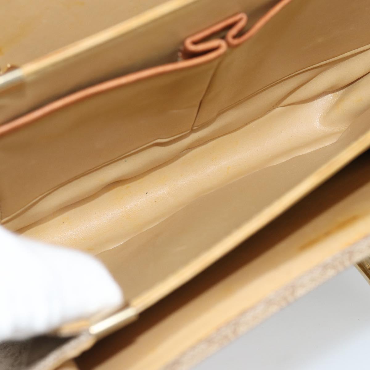 CELINE Macadam Canvas Shoulder Bag PVC Beige Gold Auth 184209